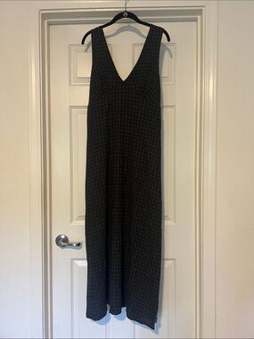 Afends Black Windowpane V-Neck Maxi Dress